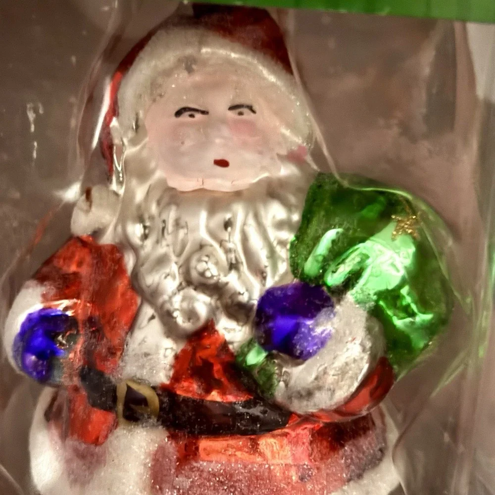 Vintage Walmart Glass Santa Ornaments Set of 3 - 5